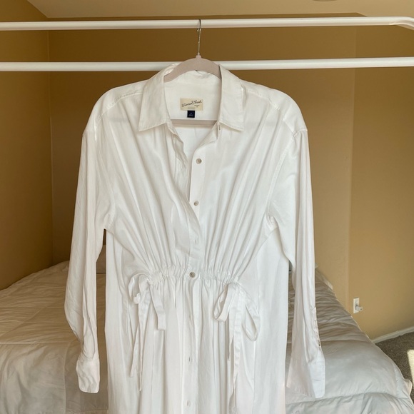 Universal Thread White Long Sleeve Cinch Waist Maxi Shirt Dress - Picture 7 of 14